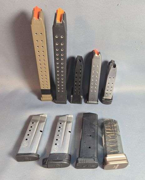 9mm Mags, Brands Include Glock, UTG, Canik, S&W, Springfield Armory, And Warne, Total Qty 9 image