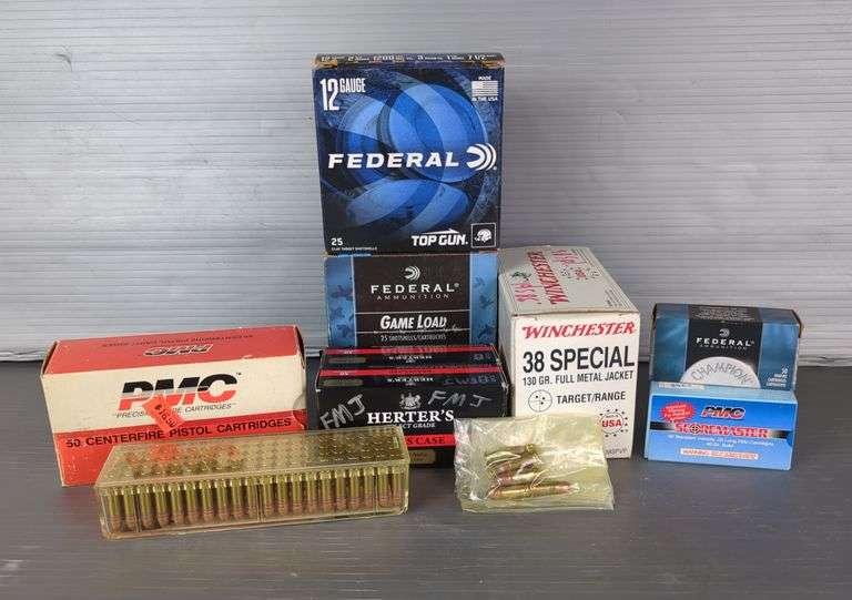 Ammo Assortment, Includes .22 LR. 12 ga, .380 Auto, .38 Spl, .357 Mag, .25 Auto, Approx 500 Total Rds, Local Pickup Only image