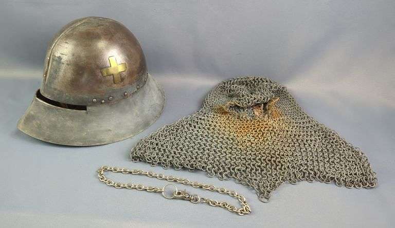 Replica Medievel Kettle Helmet, And Chainmail Coif image