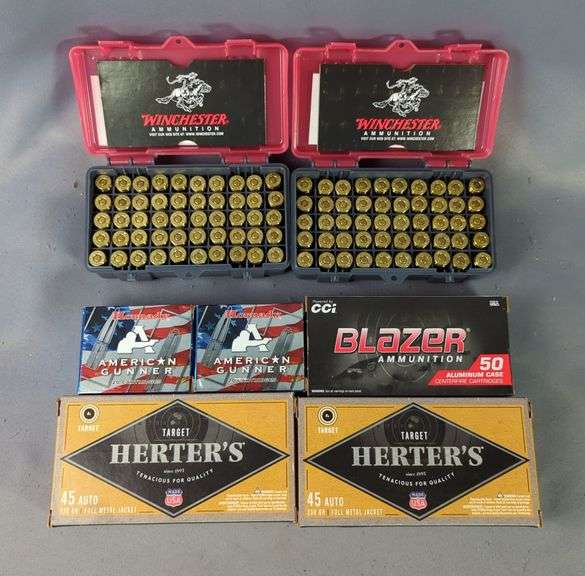 Herter's, Hornady, Blazer, And Winchester .45 Auto Ammo, Approx 290 Rds, Some In Plano Organizers, Local Pickup Only image