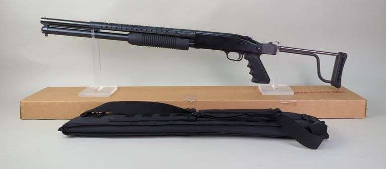Mossberg 500A 12 ga Pump Shotgun SN# L587124, Special Purpose 8-Shot, Heat Shield, For 2 3/4" And 3" Shells, 24" Bbl, Butler Creek Folding Stock, Paperwork, With Vudu Tactical Quick Draw Scabbard, In Box image