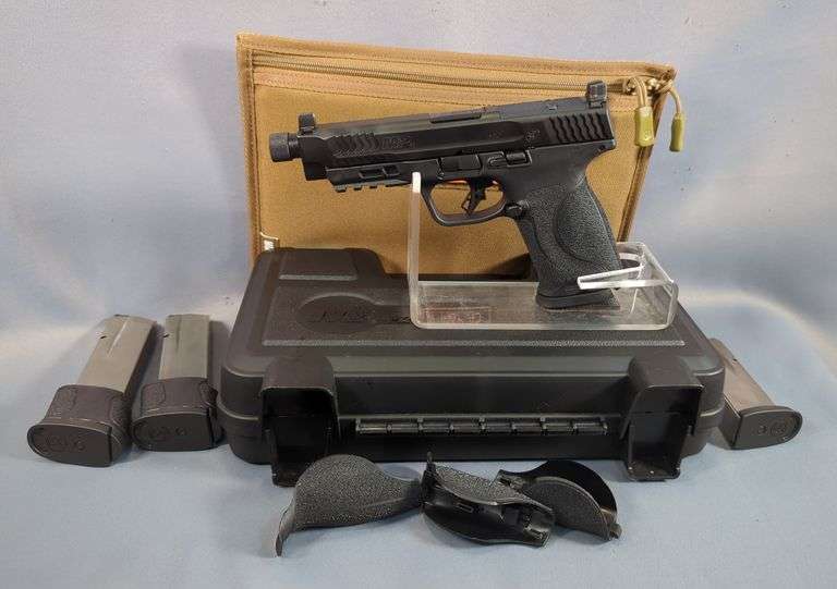 Smith & Wesson M&P 2.0 .45 Cal Pistol SN# FJR4594, 4 Total Mags (2 Are Extented), 3 Extra Back Straps, Threaded Barrel, Paperwork, With Soft Case, In Hard Case image