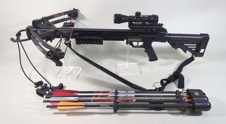 Center Point Sniper 370 Crossbow, With Adjustable Stock, 4x32 Scope, And Quiver With 4 Bolts image