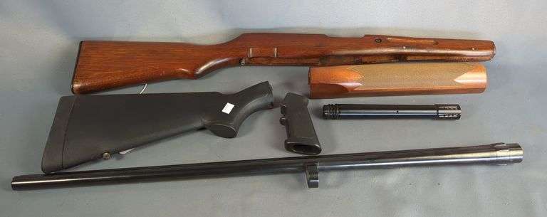 Gun Parts, Includes Winchester Model 1400 Range 20 ga Shotgun Barrel, Rifle Stock, Foregrip, Synthetic Butt Stock, Pistol Grip, And Paintball Barrel image