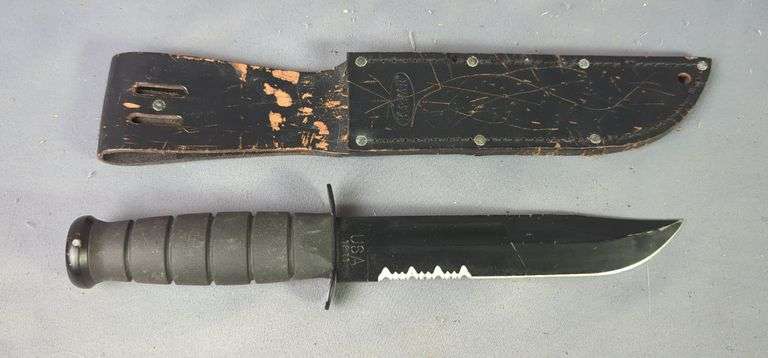KA-BAR Military Knife With 7" Blade, In Leather Sheath image