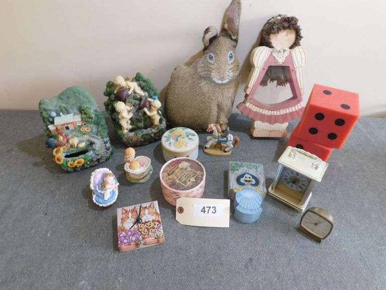 Misc. ceramic, clocks, tin, home décor