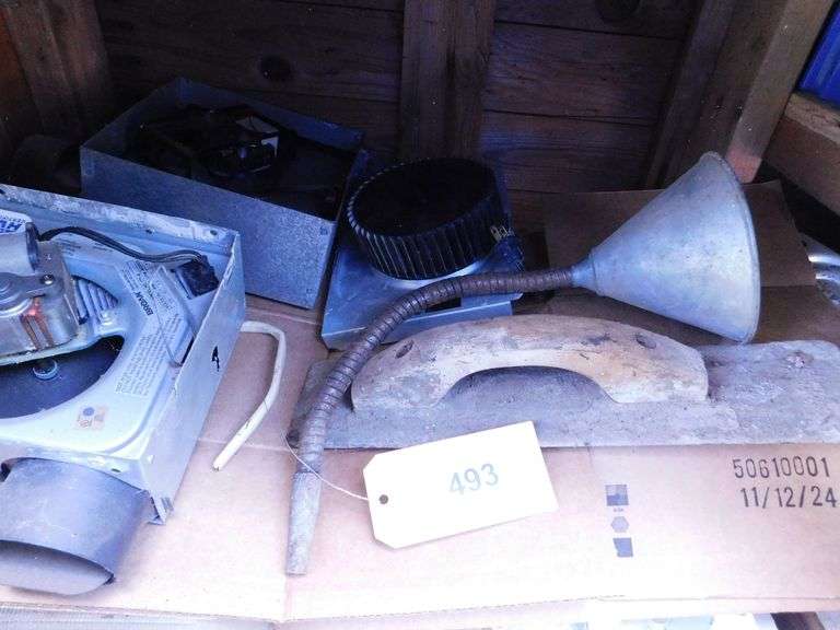 Lot Of Household Implements- Screws, Nails, Hinges, Electrical Switches and Boxes, Motors, Saw Blades, Gaskets, Propane Tank, Casters, Tape, Sealer, Tool Box, Grease, Drywall, Corner Trim