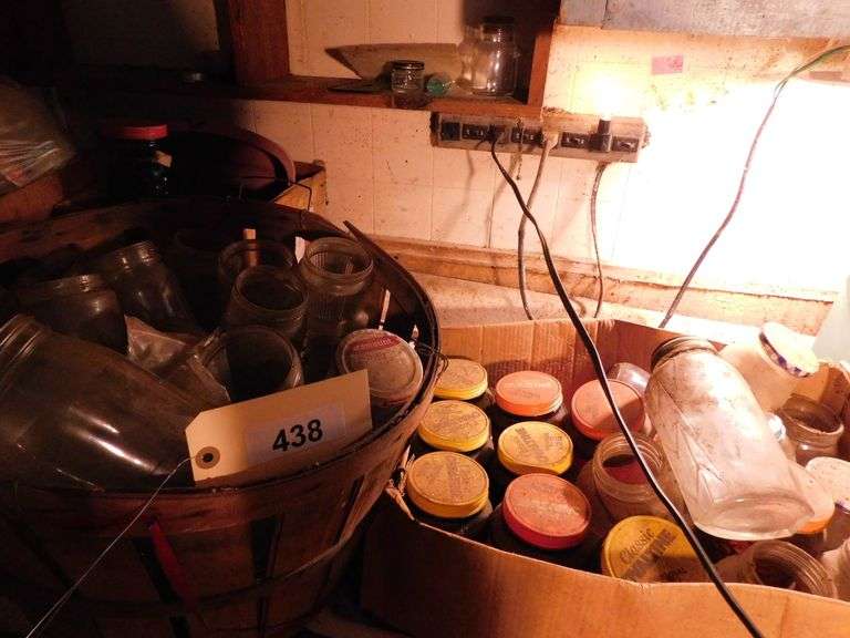 12 Boxes Chock Full Of Misc. Jars, Ball, Atlas, Ovaltene, Jif, And Gerber
