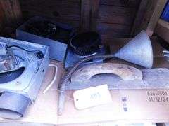 Lot Of Household Implements- Screws, Nails, Hinges, Electrical Switches and Boxes, Motors, Saw Blades, Gaskets, Propane Tank, Casters, Tape, Sealer, Tool Box, Grease, Drywall, Corner Trim