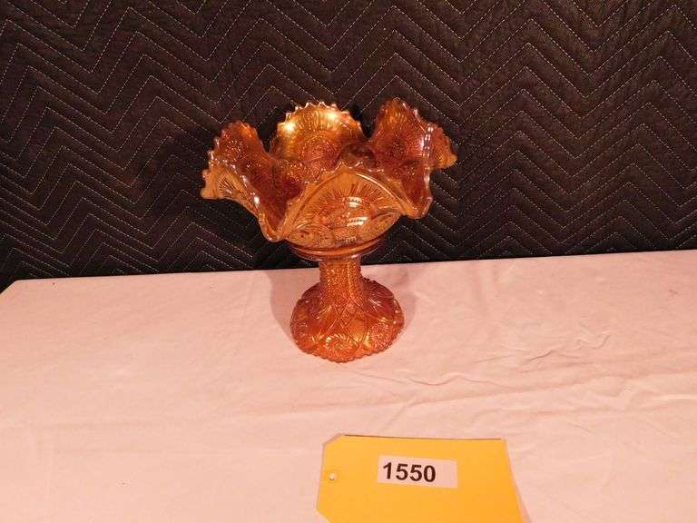 Iridescent Carnival Glass Bowl w/stand
