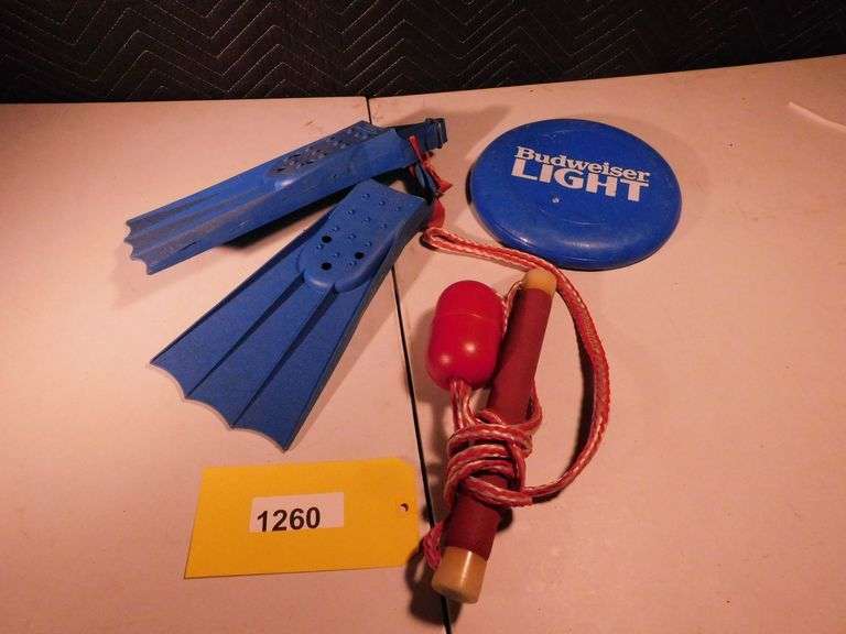 Frisbee, Flippers, Small pool rope w/ Floater