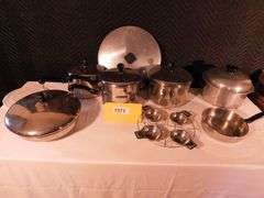 Lot of Pots and pans, Double Boiler, and lids