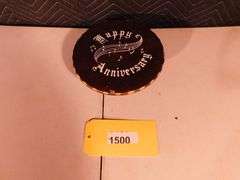 Anniversary wood plate music box made in Japan Fuji movement