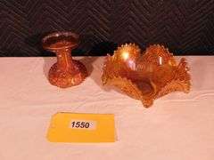 Iridescent Carnival Glass Bowl w/stand