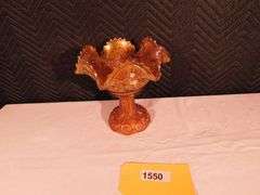 Iridescent Carnival Glass Bowl w/stand