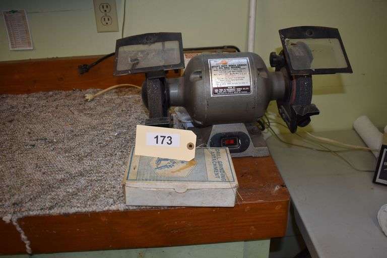 Heavy duty bench grinder with drill grinding attachment