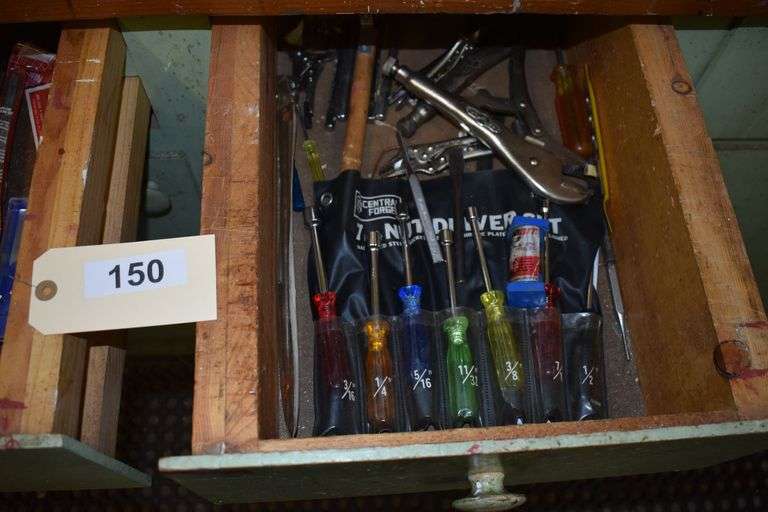 Drill bits, leather punches, channel locks, screw drivers, nut driver set, clamps, etc.