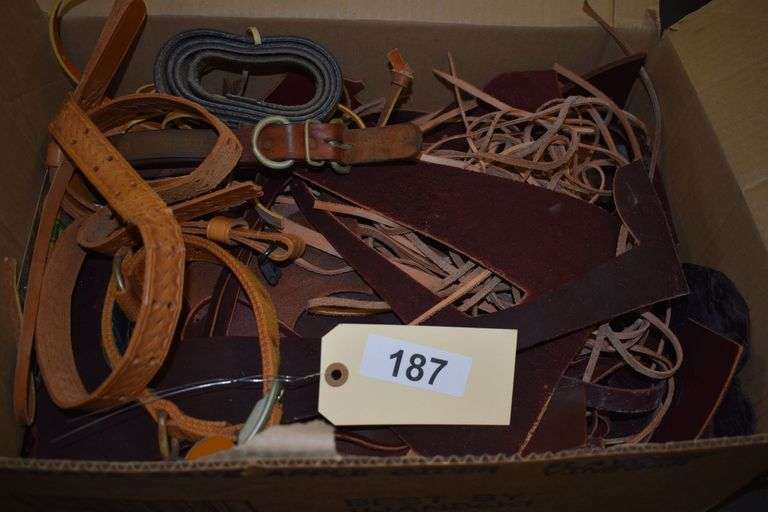 Leather tools and scraps of leather
