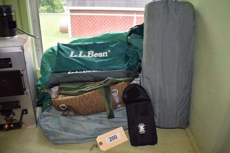 bed roll, nu-way stove, anchors, buoys, life jackets