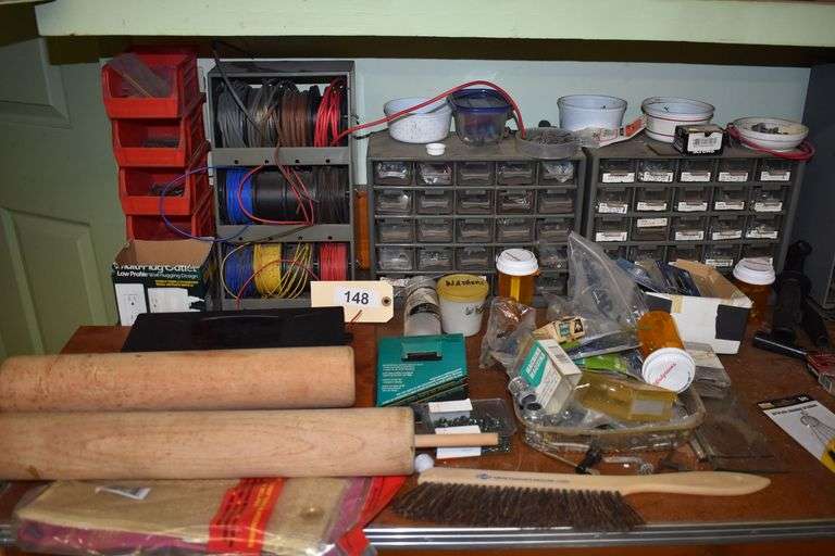 Nails, screws, nuts and bolts, washers, containers, rolling pins, wire, hangers, hoses, shims, home repair