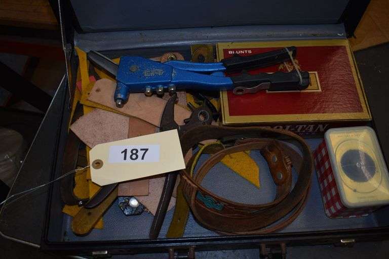 Leather tools and scraps of leather