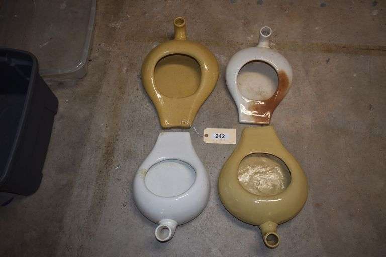 4 vintage ceramic bed pans