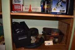 various ropes, trailer wench, oil, lubricants, neats foot compound, anti-freeze, spray gun, etc.