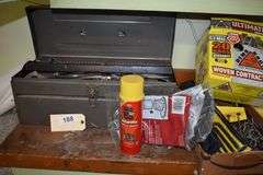 hand tools, contractor bags, welding goggles, sprayer, buckets, chain