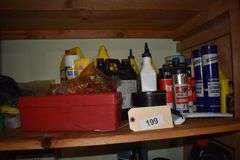various ropes, trailer wench, oil, lubricants, neats foot compound, anti-freeze, spray gun, etc.