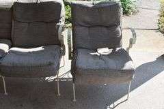 Outdoor furniture, 3 metal tables, 2 chairs, loveseat