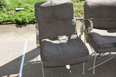 Outdoor furniture, 3 metal tables, 2 chairs, loveseat