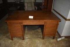 Vintage solid wood desk with office chair