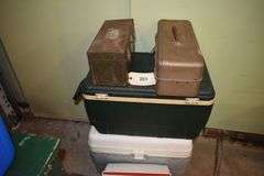 Coolers, tackle boxes, camping boxes
