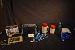 Thermoses, sharp calculator, Ducks Unlimited tow straps, The Ronning Electric footwear dryer