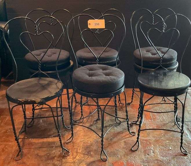 Six Ice Cream Parlor Chairs, 4 Seat Cushions image