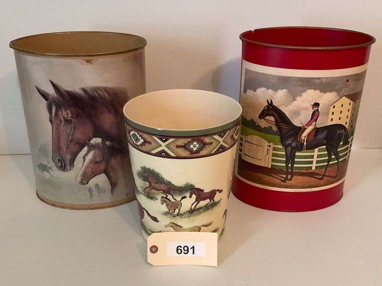 Three Horse Motif Trash Containers image