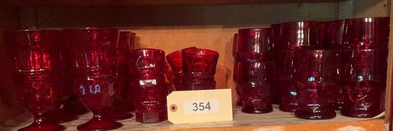 Red Glassware, 6 Footed Ice Teas, 8 Old Fashioneds, 15 Tumblers image