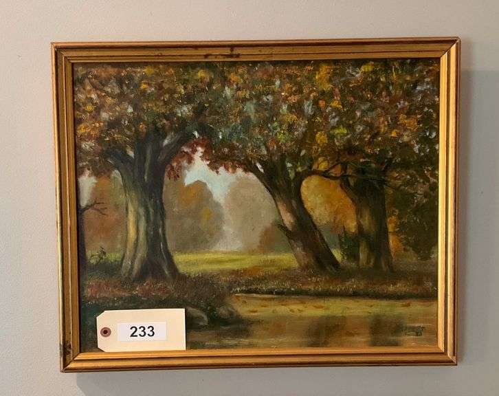 Framed Painting Of Fall Foliage, 21"X17" image