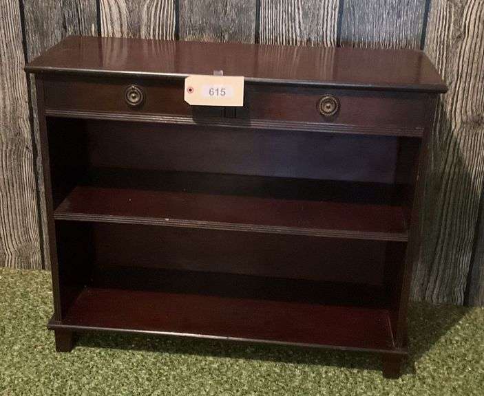 Small Wooden Book Case With Drawers, 34"X12"X29" image