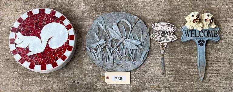 Two Stepping Stones, Puppy Welcome Sign & Garden Art Stake image