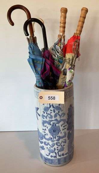 Ceramic Umbrella Stand And 6 Large Umbrellas image