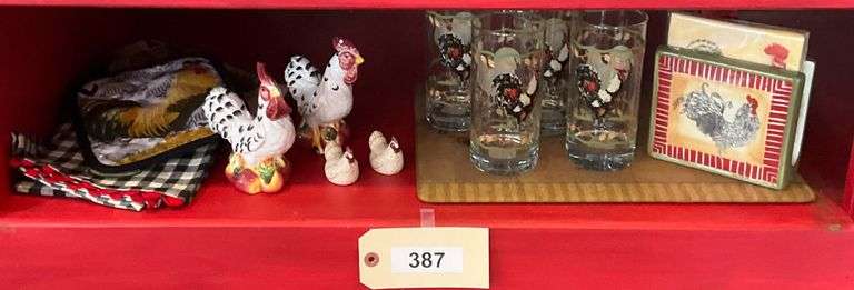 Rooster Motif Tumblers, Napkins, Salt & Peppers, Pot Holder & More image