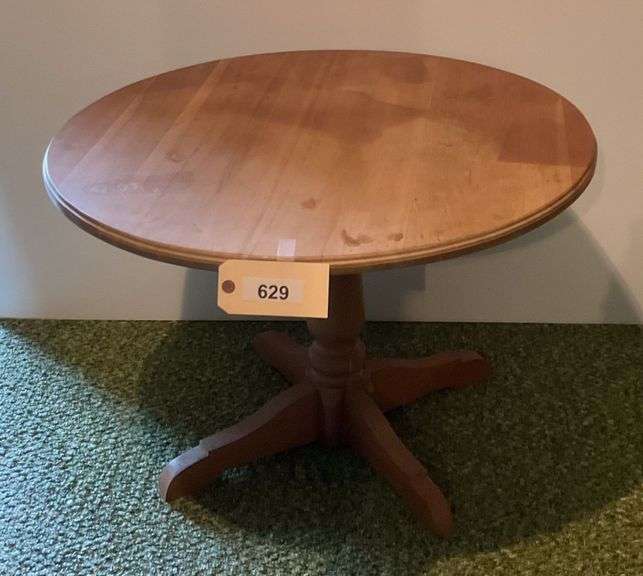 Wooden Round Table, Top Has Some Stains, 30"X20" image
