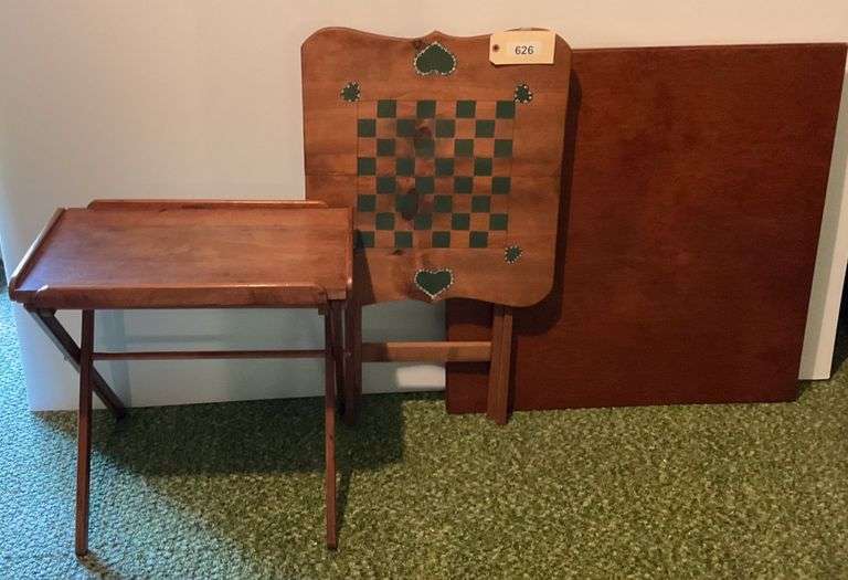 Wooden Card Table, Vintage TV Tray, Checker Board Table image