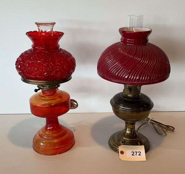 Electric Glass Lamp, Metal And Glass Electric Lamp, 19" image