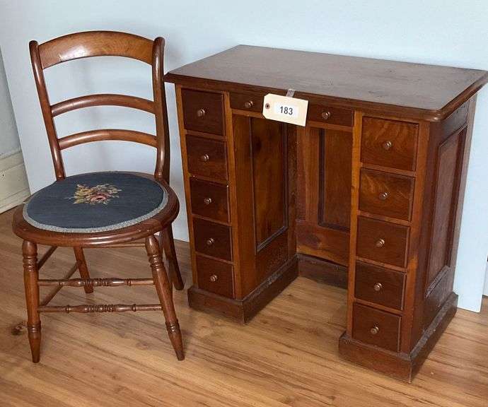 Vintage Desk And Chair, 30"X15"X30" image
