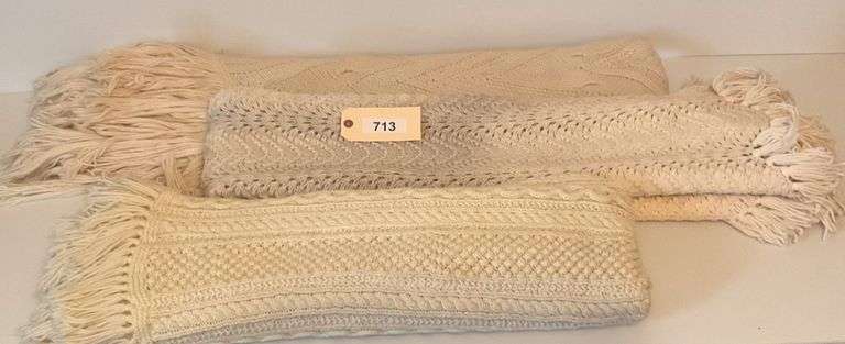 Three Ivory Fringed Throws image