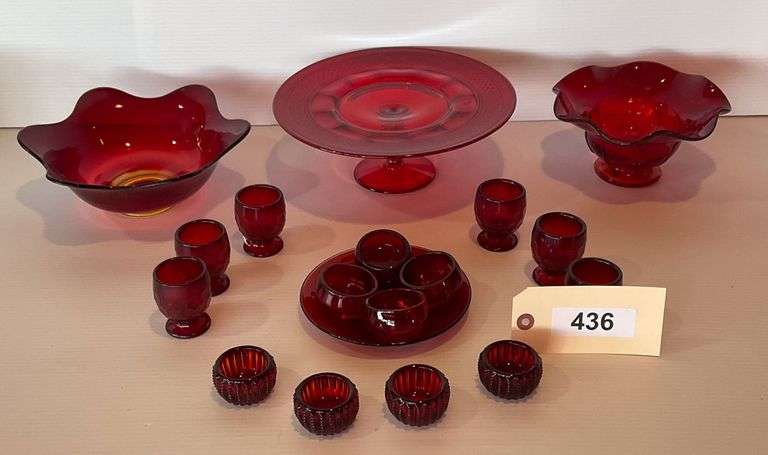 Red Glass Compotes, Salt Cellars & More image