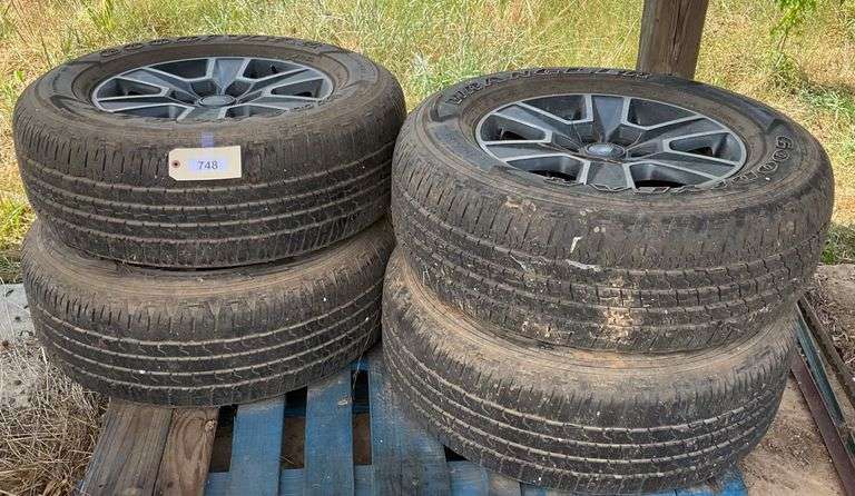 Four GOODYEAR Wrangler Mounted Tires On FORD Rims, 275/65 R18 image