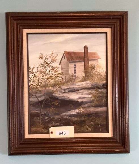 Framed Oil On Canvas Country House By Sandra Schaap 1980 image
